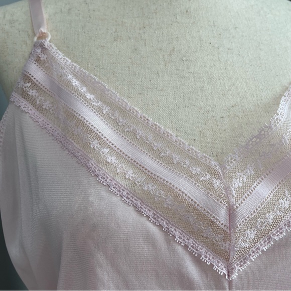 Vintage Slip Dress Size 36 M Lilac Pink Lace Details Adjustable Straps Silky - Picture 6 of 13